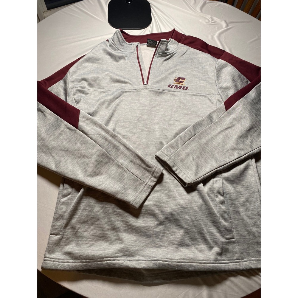 Colosseum CMU Chippewas Mens 3XL Quarter Zip Pullover Gray Maroon Heathered Top